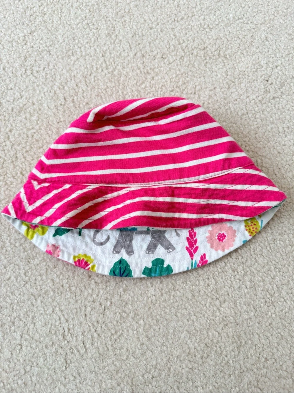 Mini Boden Reversible Jungle Floral Sun Hat - Pink, Green, Teal